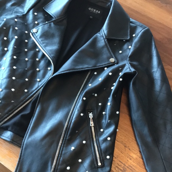 Guess studded pearl zipper leather jacket - Picture 3 of 4